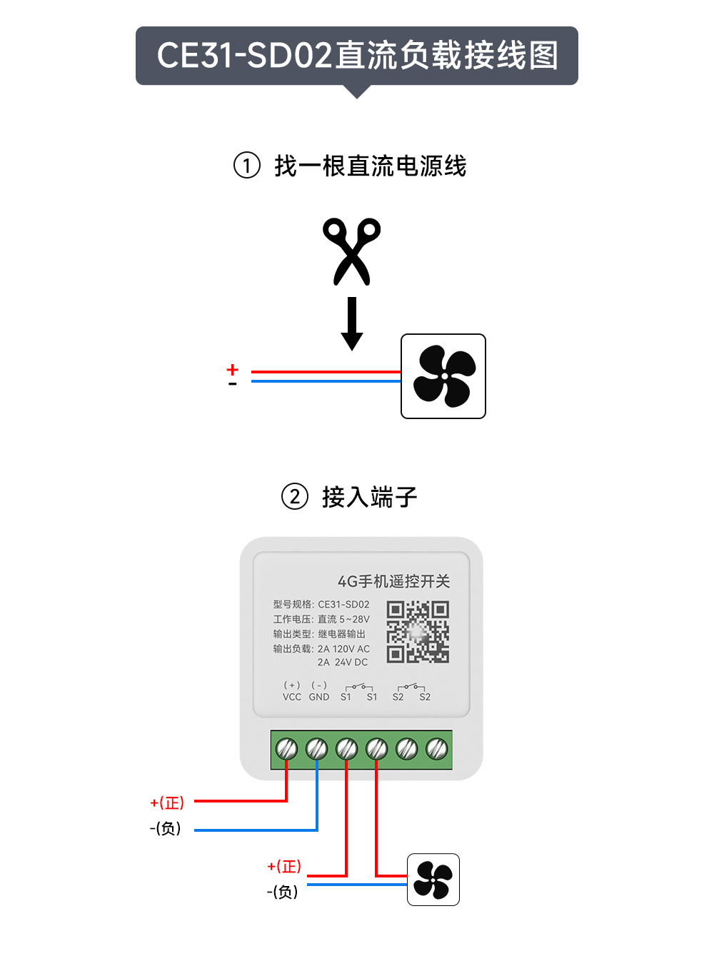 CE31-SD02 4G手機(jī) 遠(yuǎn)程控制 遙控開(kāi)關(guān) 接線(xiàn)圖 (2)